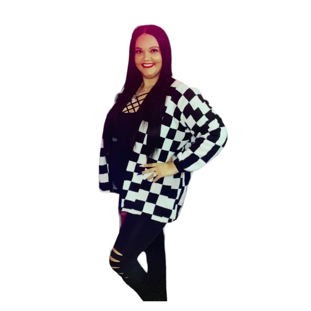 Super Soft Black and White Checkerboard Sweater